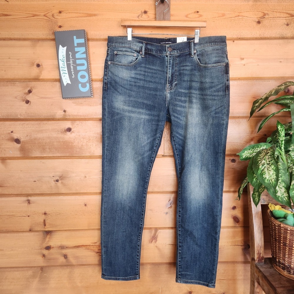 Lucky Brand 110 Slim Jeans Coolmax Dark Stone Wash Stretch Denim NWT Prep Sz 38